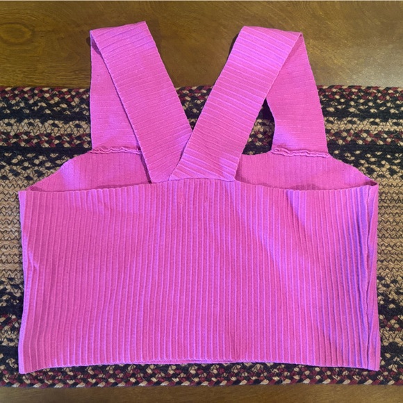 Pink Ribbed Knit Tank Top - Picture 2 of 3
